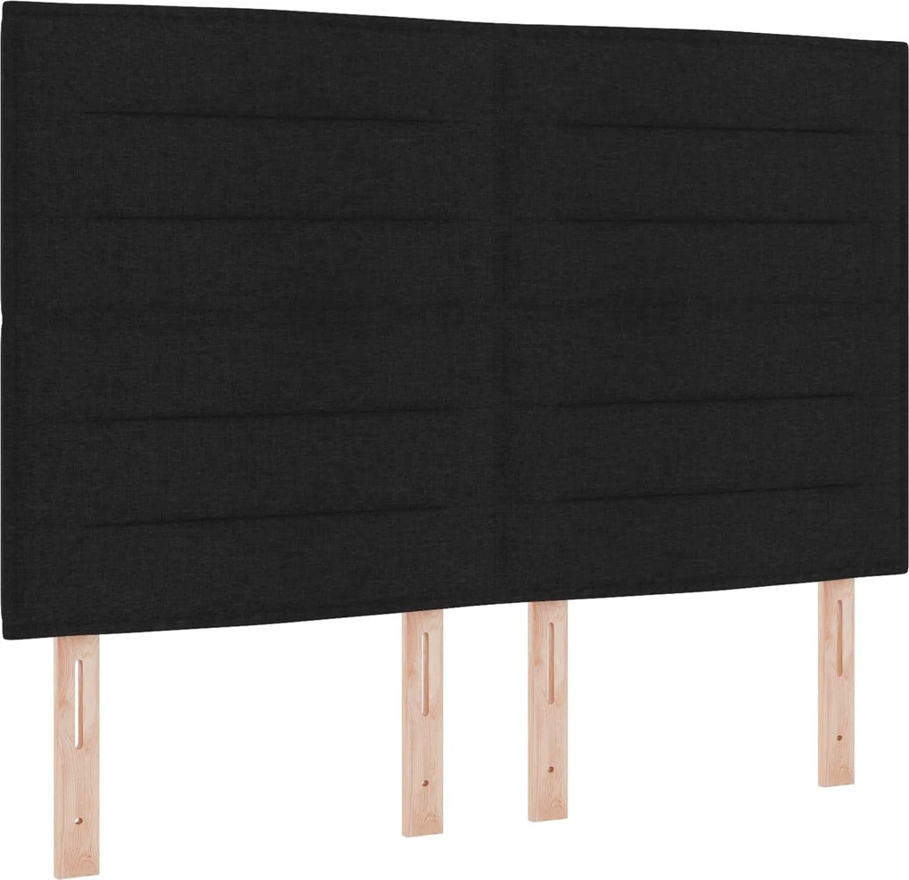 vidaXL Tăblie LED cu benzi LED cu headboard Negru 144 cm țesătură
