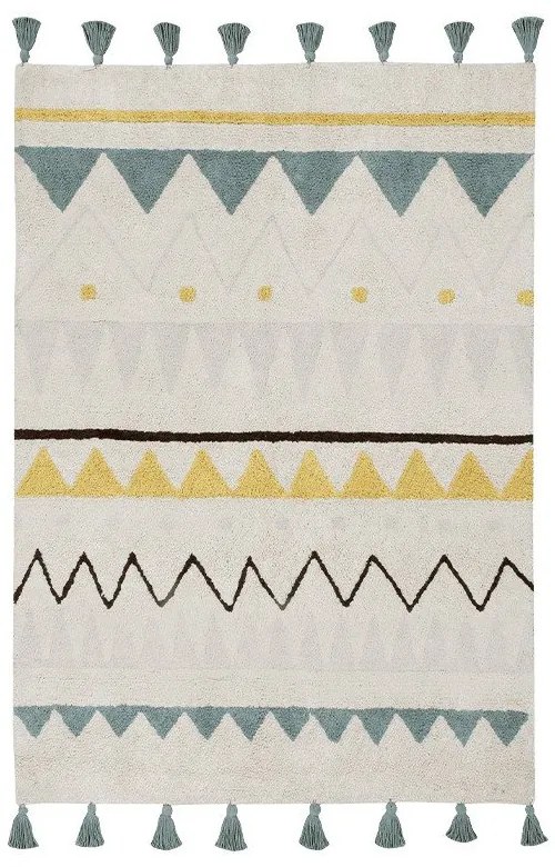 Covor pentru copii crem lavabil/țesut manual din bumbac 120x160 cm Azteca Vintage Blue – Lorena Canals