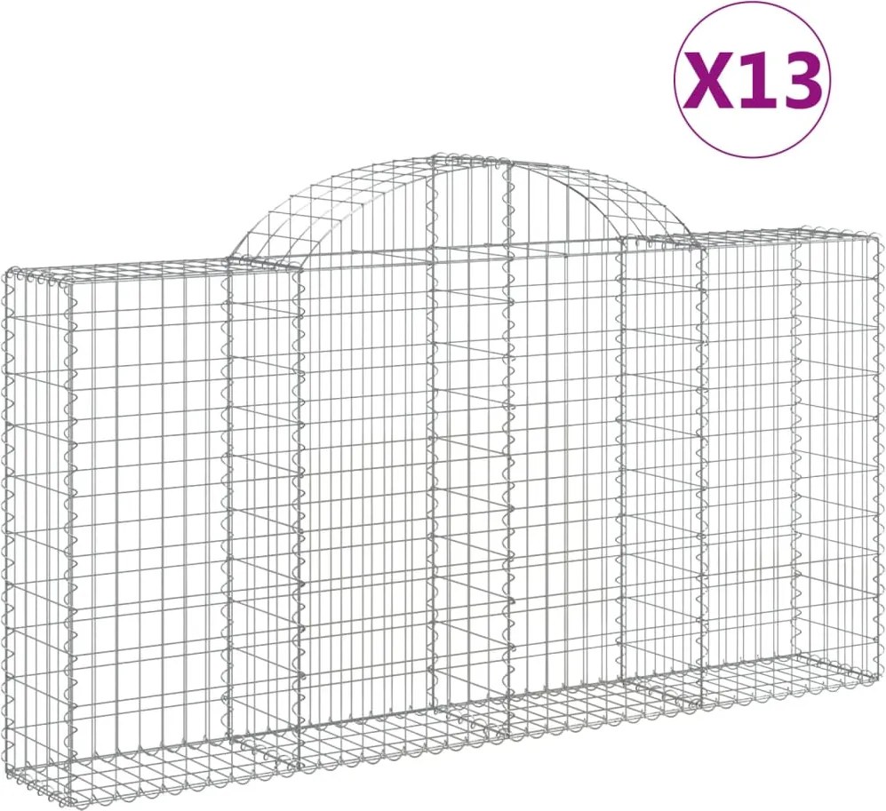 vidaXL Coșuri gabion arcuite 13 buc, 200x30x100/120 cm fier galvanizat