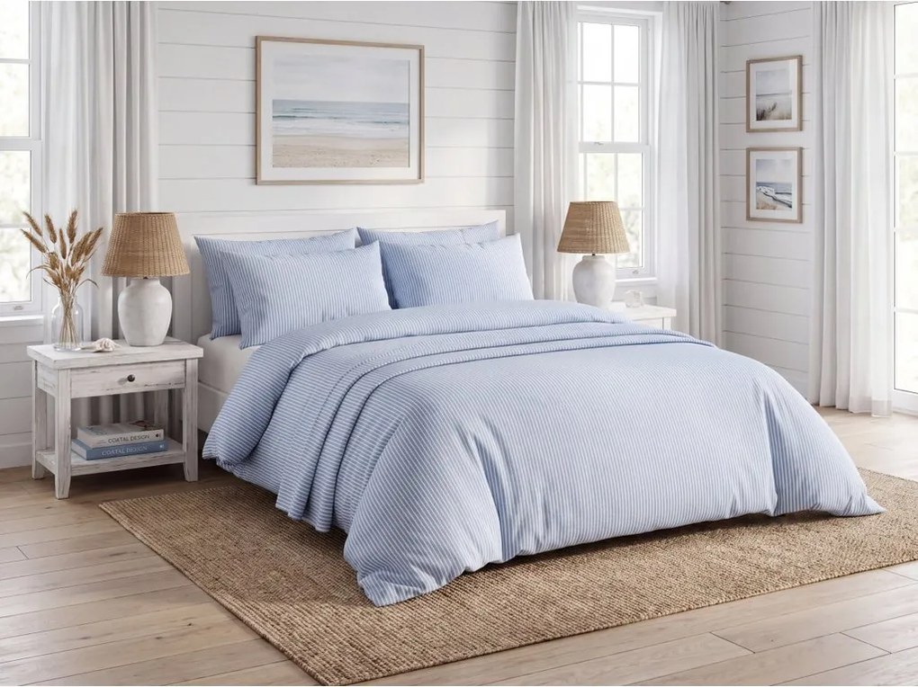 Lenjerie de pat din bumbac LINIE BLUE bleu deschis Dimensiune lenjerie de pat: 70 x 90 cm | 140 x 200 cm