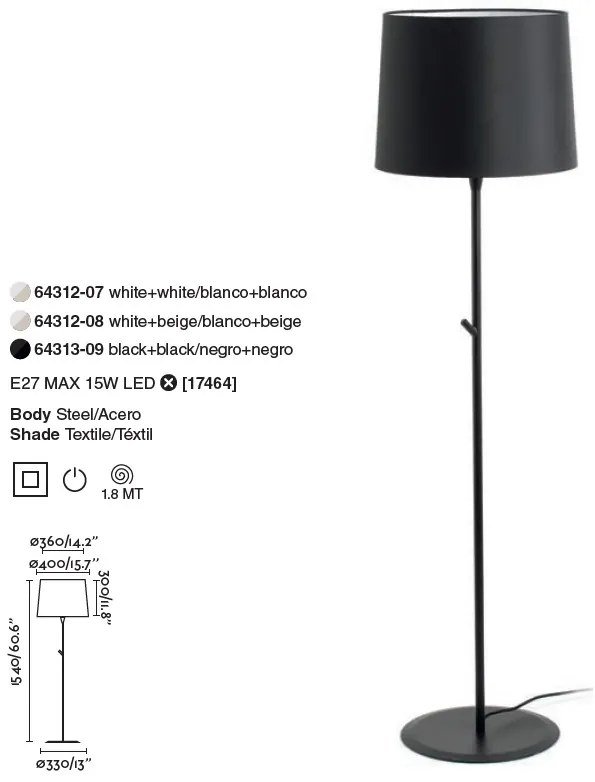 Lampadar / Lampa de podea modern design elegant CONGA negru 64313-09