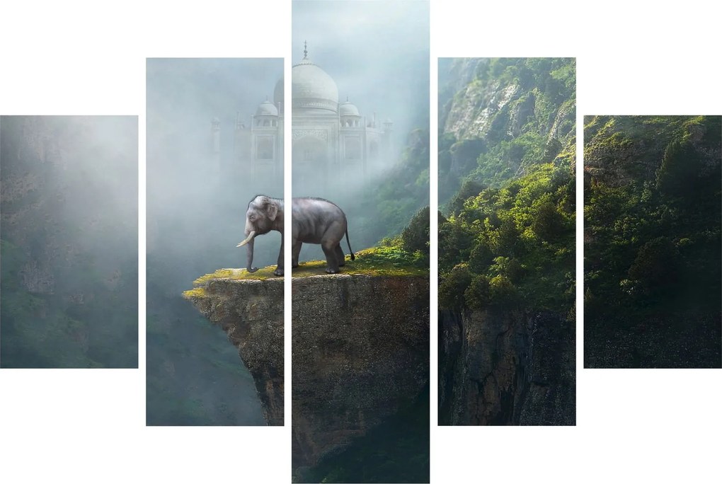 Tablou - Elefant în vârful Taj Mahalului (150x105 cm)