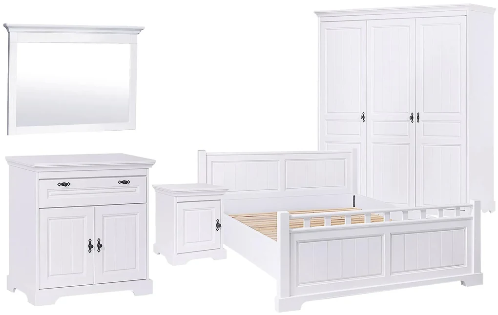 Set Dormitor Amelia, Lemn Masiv, Alb