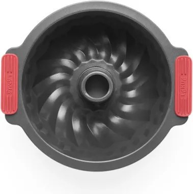 Forma de copt chec Lekue 1009476, Ø26,5 cm, Acoperire ceramica antiaderenta, Otel carbon, +4°C / +240°C, Negru/rosu