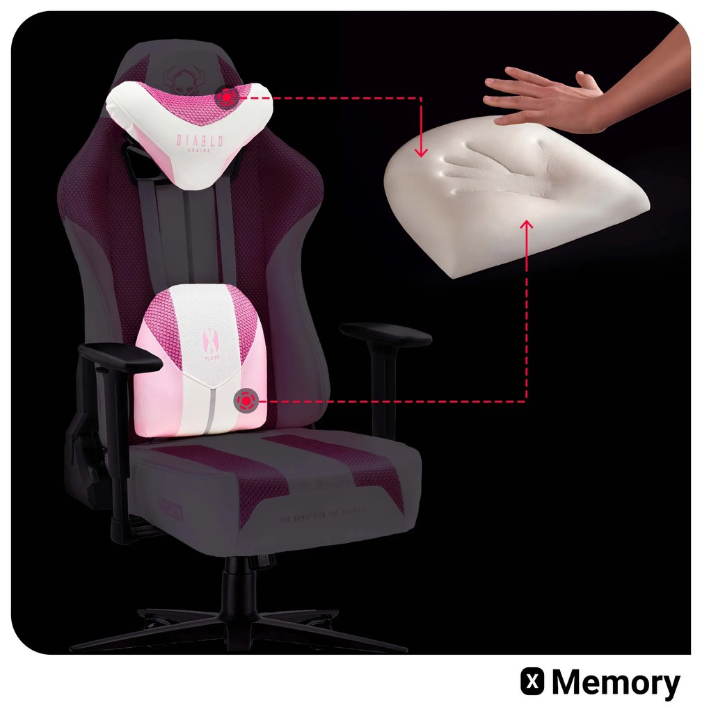 Scaun gaming din material pentru copii Diablo X-Player 2.0: Marshmallow Pink / roz, Kids Size Diablochairs