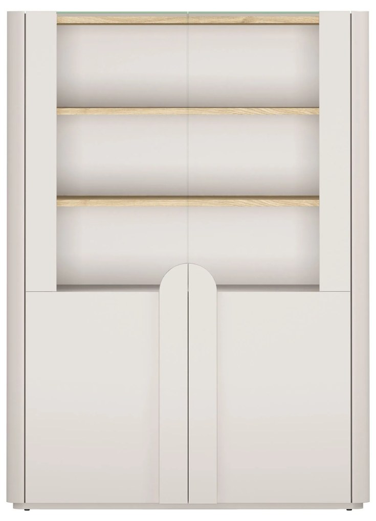 Vitrină Amilio 100 cm - cashmere / stejar uleiat / mânere cashmere