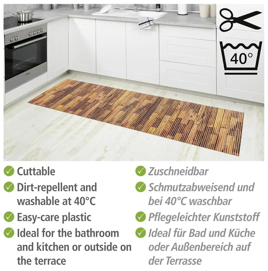 Covoraș de baie maro din plastic 65x200 cm Lambris – Wenko