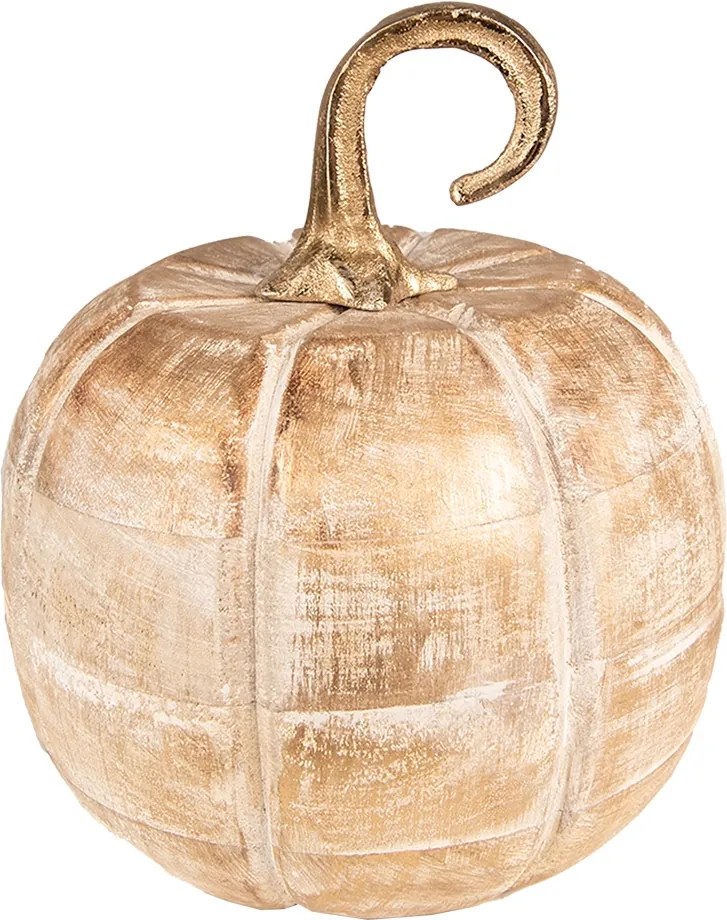 Dovleac decorativ, auriu, din lemn, H21 cm, Pumpkin