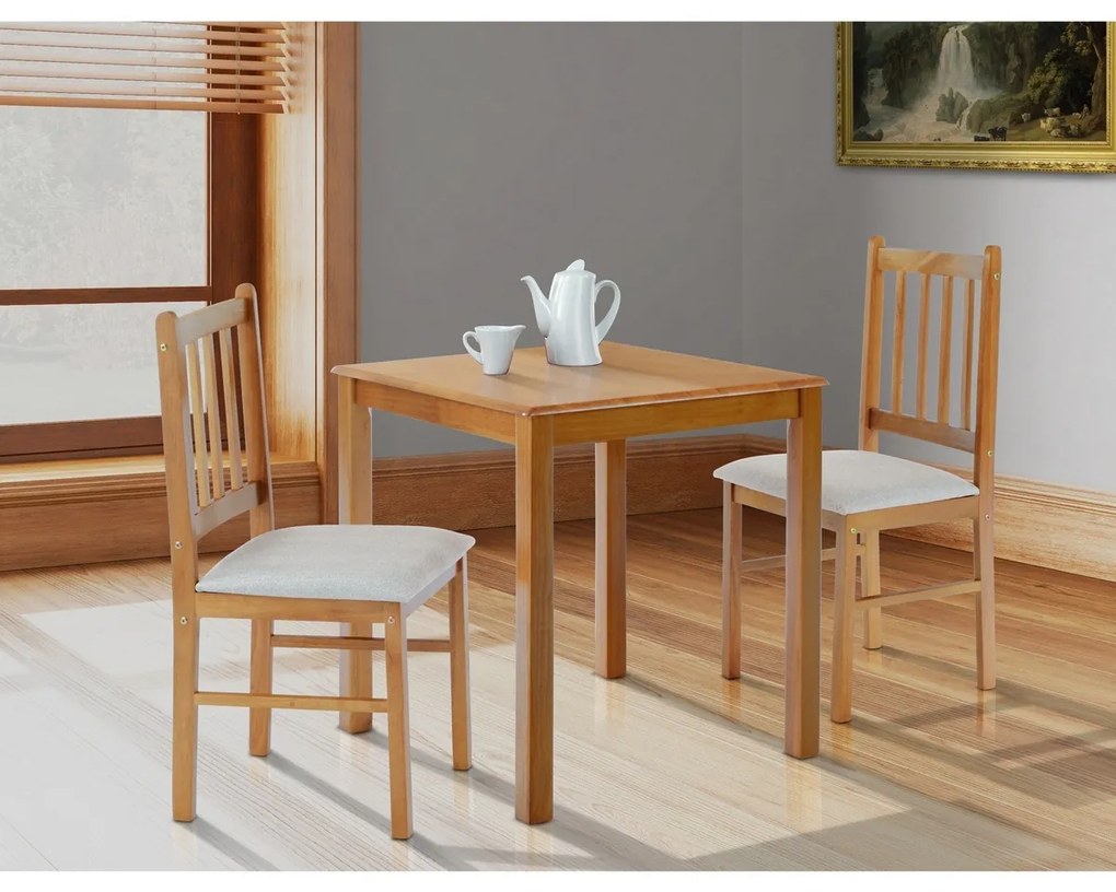 Set de dining din lemn masiv cu 2 scaune, 69 x 69x 75 cm, stejar Iandhaus
