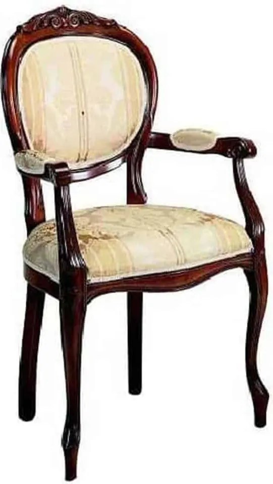 Scaun lemn masiv clasic Windsor cu Spătar Tapițat și Brațe, 58 × 57 × 99 cm - Nuc