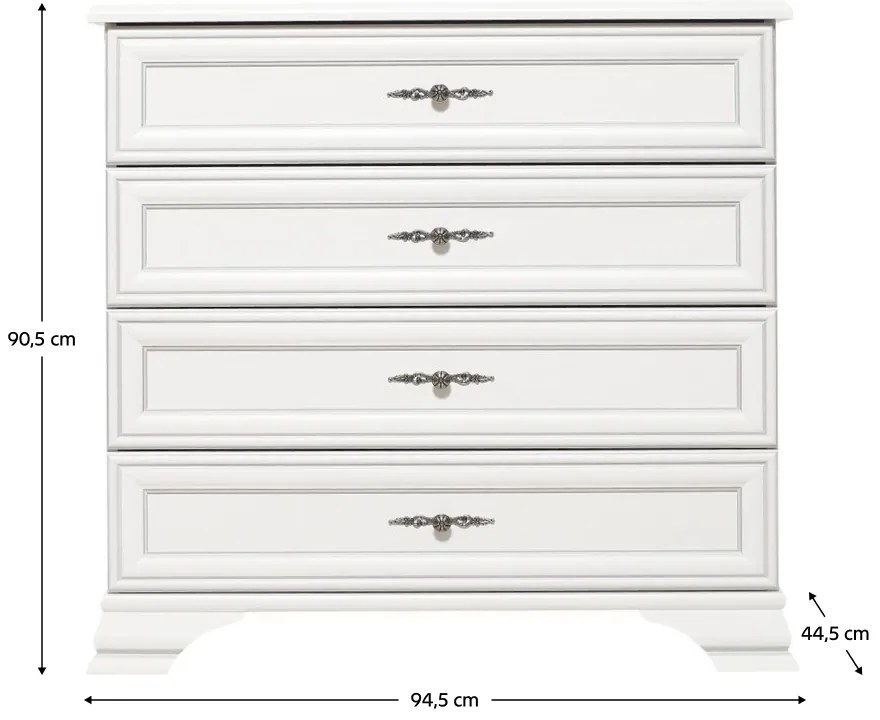 Comoda KENTAK KOM4S, alb alpin