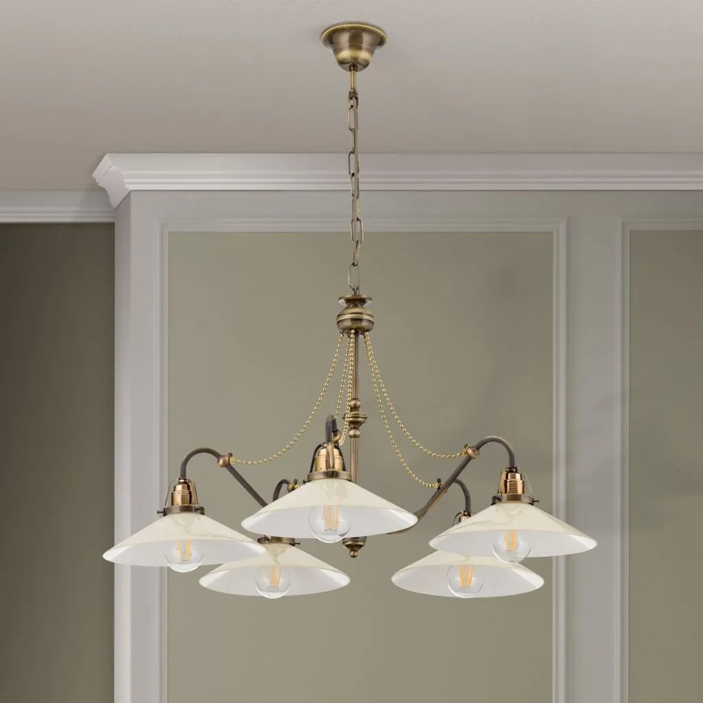 Lustra realizata manual design rustic ARTDESIGN 5L, patina/ champagne