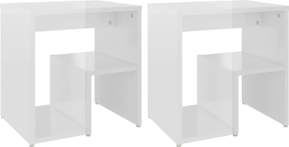 vidaXL Noptiere, 2 buc., alb extralucios, 40x30x40 cm, lemn prelucrat