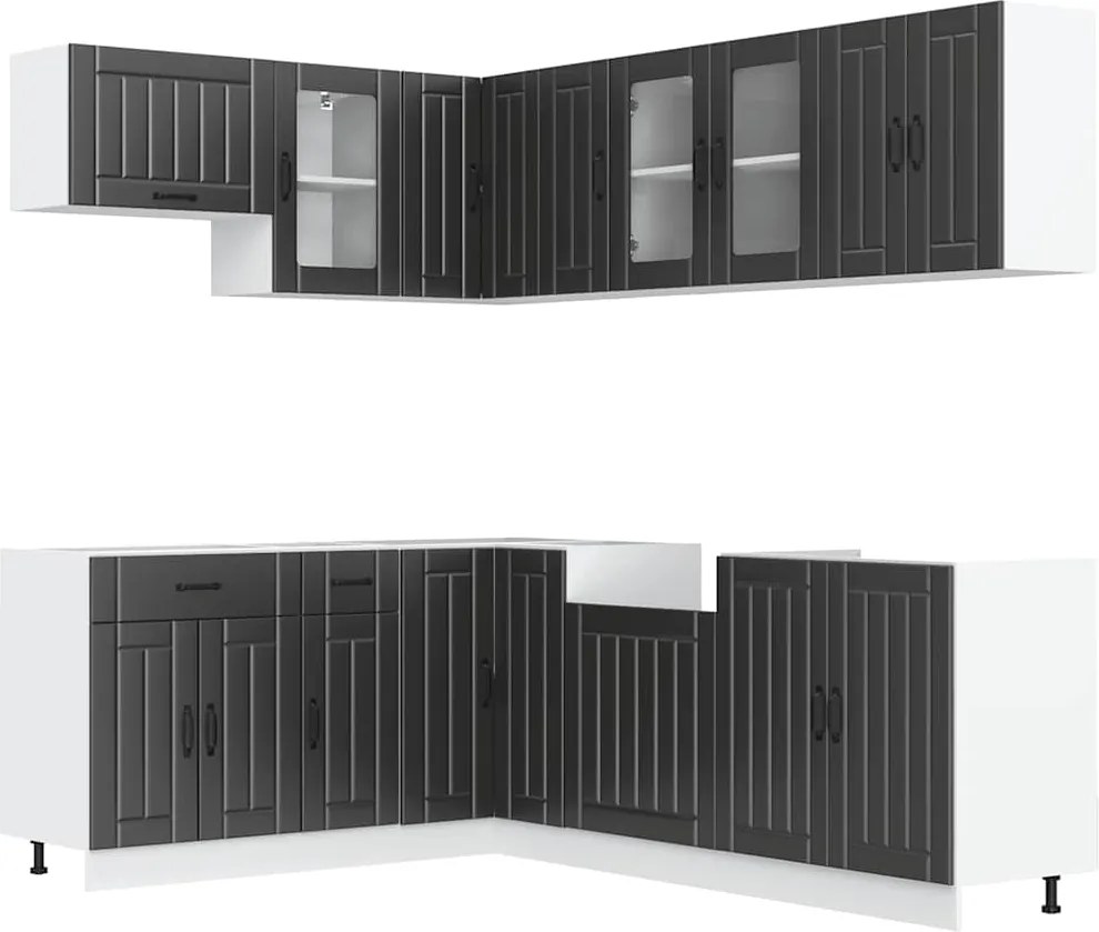 vidaXL Set dulap de bucătărie 11 piese „Lucca” lemn negru prelucrat