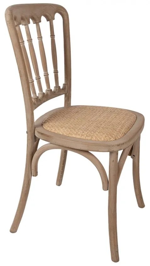 Scaun dining din lemn masiv si rachita, maro, 45x46x92 cm