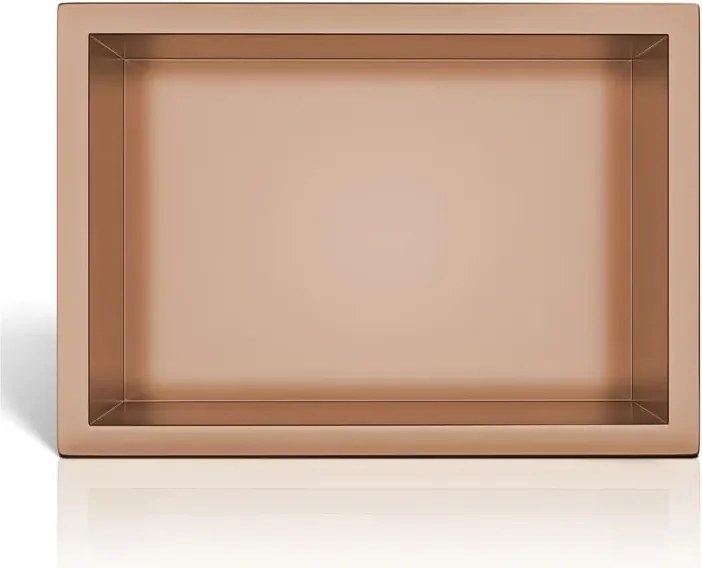 Raft incastrat dreptunghiular Balneo Wall-Box One cu rama 30x20x10 cm cupru lucios