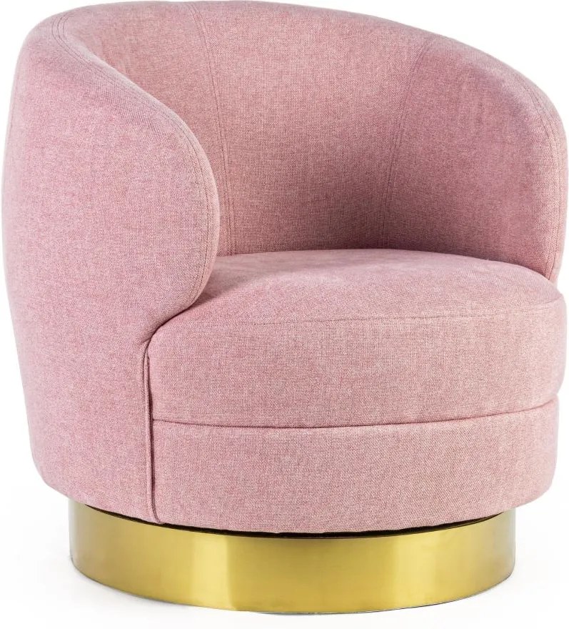 Fotoliu din textil roz Gisella Candy Turning Armchair