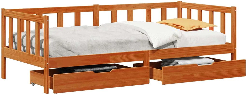 vidaXL Daybed cu headboard 3 pcs Maroniu cerat Lemn de pin masiv