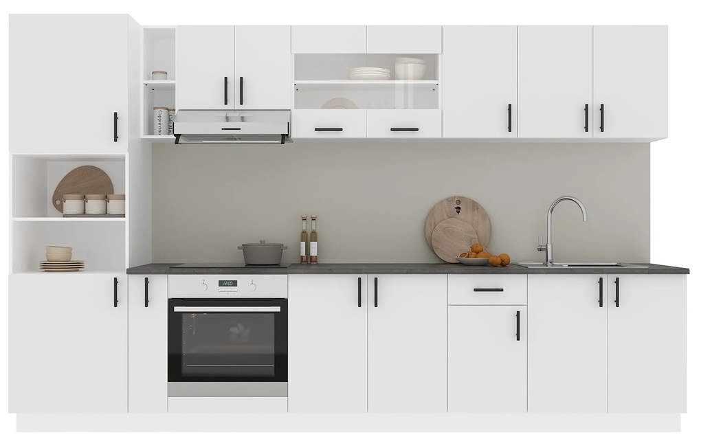 Set Bucatarie Karo V33, Alb, Blat Thermo 28 mm, L 340 cm