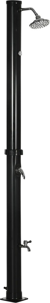 Outsunny Duș Solar de 20L cu Robinet Inferior și Temperatură Reglabilă, 15.5x15.5x222 cm, Negru | Aosom Romania