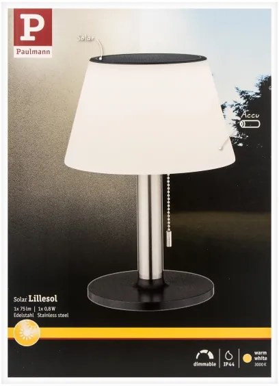 Lampă solară dimabilă LED/0,8W IP44 LILLESOL 3,7V Paulmann 94309
