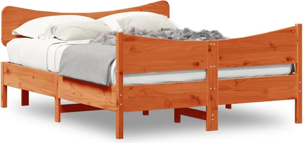 vidaXL Cadru de pat fără saltea, maro ceruit 140x200 cm lemn masiv pin