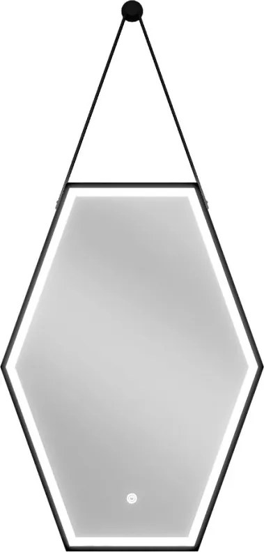 Mexen Orla oglindă de baie iluminată 50 x 70 cm, LED 6000K, anti-aburire, cadru negru - 9815-050-070-611-70