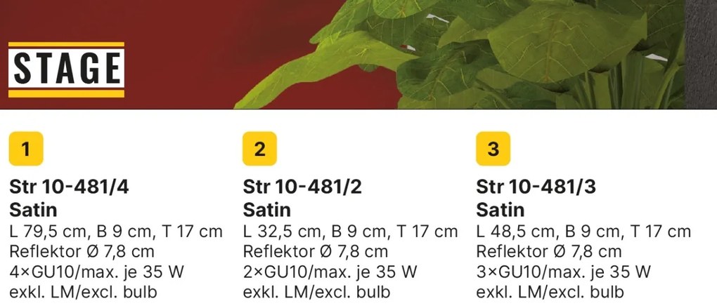 Aplica perete / tavan cu 3 spoturi directionabile Stage crom satin
