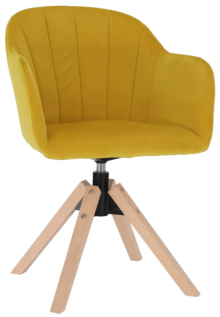 Fotoliu rotativ, textil Velvet, galben/fag, DALIO