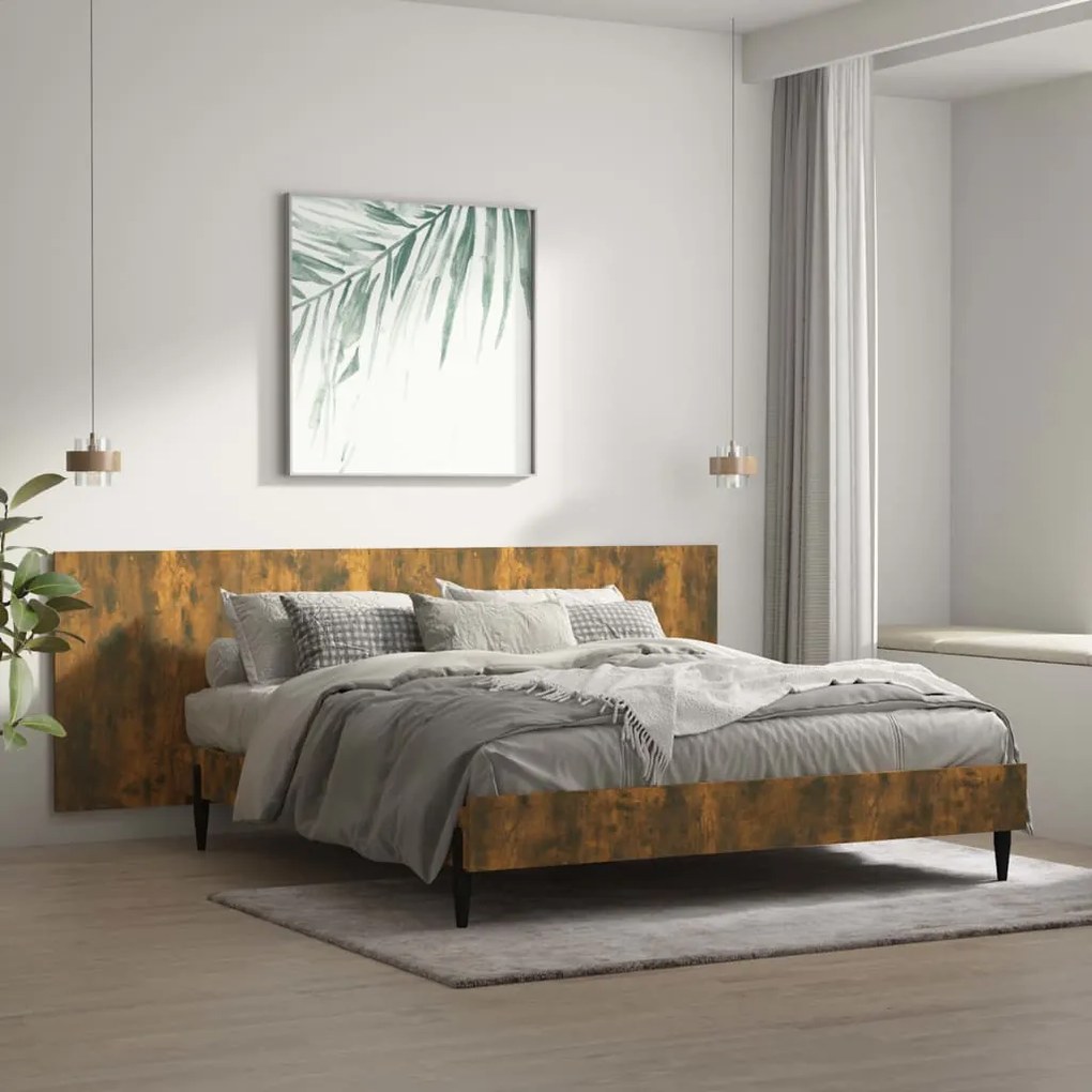 Tablie pat de perete, stejar afumat 240x1,5x80 cm lemn compozit 1, Stejar afumat