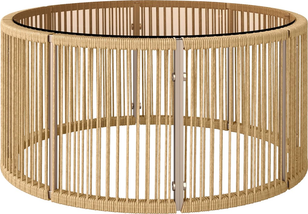 Outsunny Masă laterală din polyrattan, masă de cafea cu blat din sticlă securizată, masă pentru grădină cu cadru din oțel 70 x 70 x 33 cm Maro | Aosom Romania