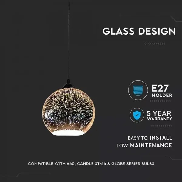 Lustră pe cablu 3D 1xE27/60W/230V