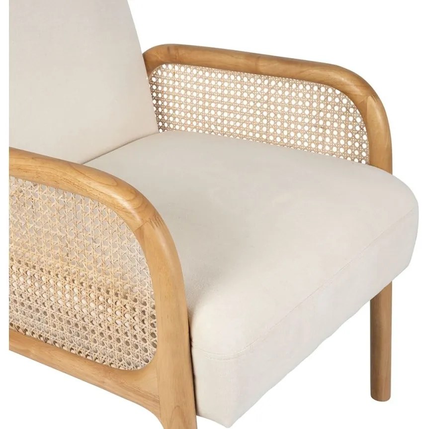 Scaun dining, off white, din lemn de cauciuc si textil, Fermin