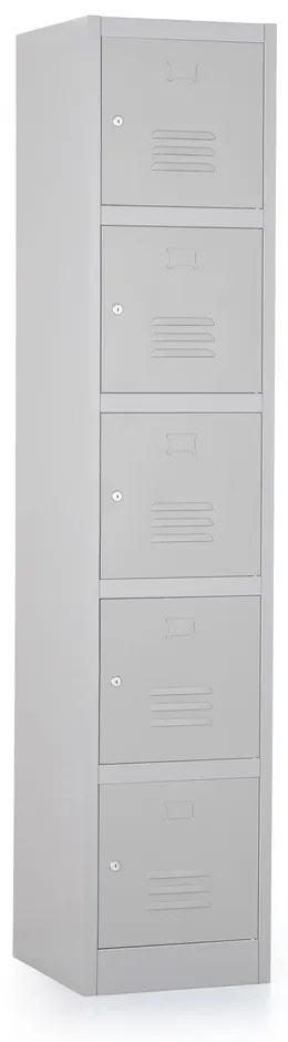 Dulap metalic - 5 cutii, 38 x 45 x 185 cm, broasca cilindrica, gri - ral 7035