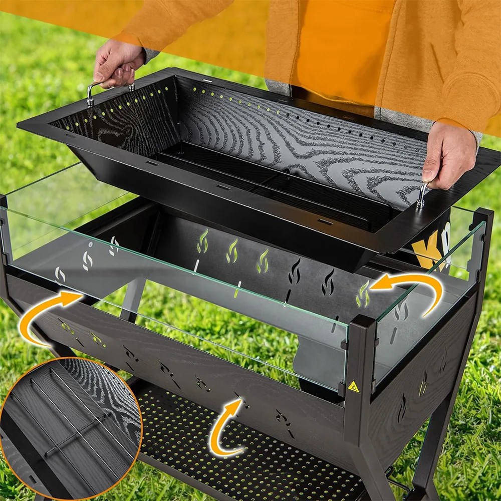 Grătar pe cărbune cu grătare