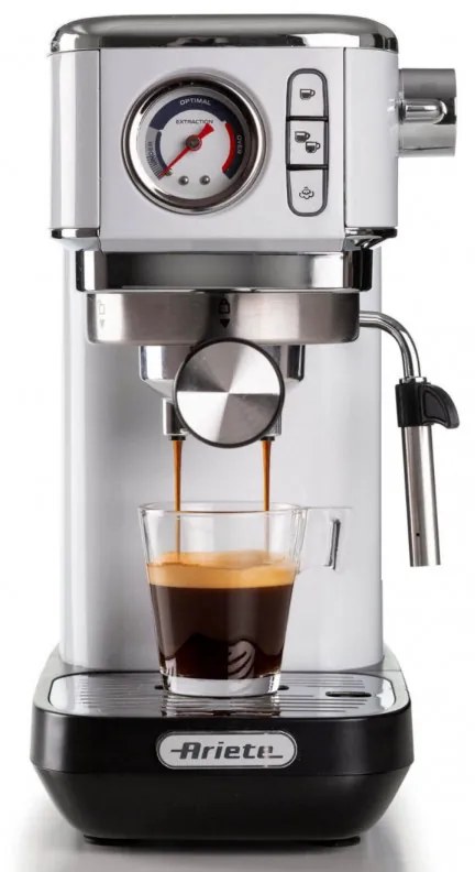 Espressor manual Ariete ESPRESSO SLIM MODERNA 1381/14, 1300W, 15 bar, 1.1 L, Cafea macinata si doze ESE, Alb
