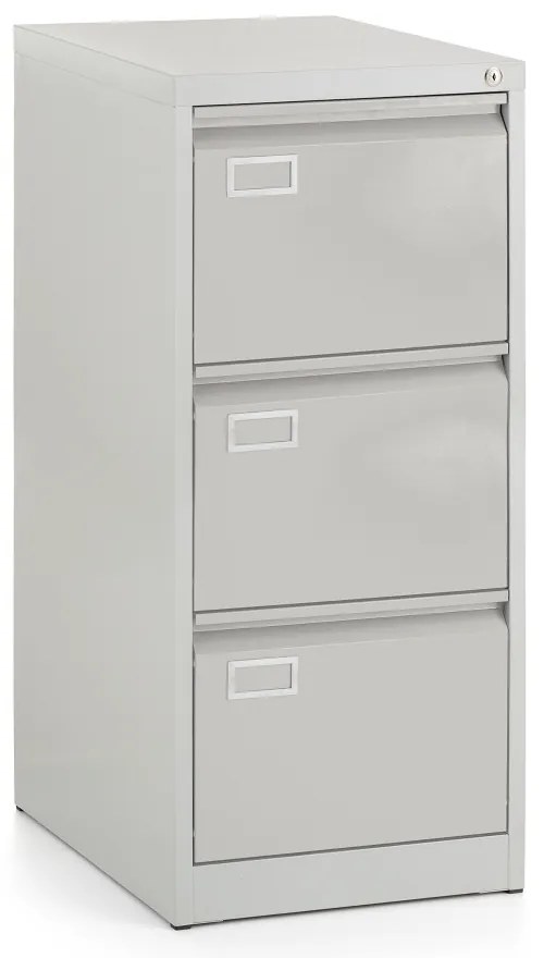 Dosar metalic A4 - 3 sertare, 45,5 x 62 x 101,5 cm, încuietoare cilindru, gri deschis - ral 7035