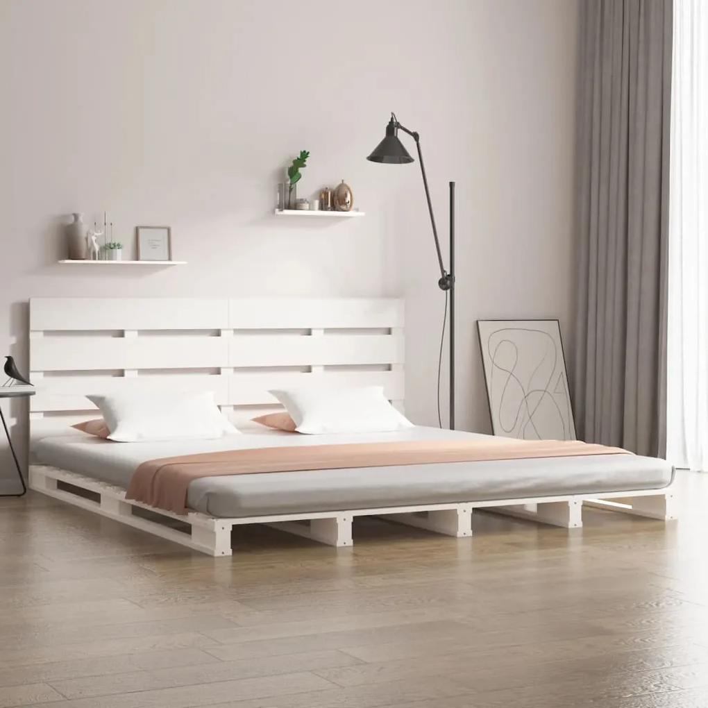 3190506 vidaXL Cadru de pat, alb, 140x190 cm, lemn masiv de pin