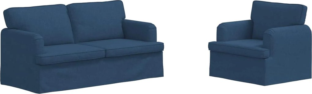 vidaXL Set de canapea 2 pcs albastru 162 x 80 x 85 cm țesătură