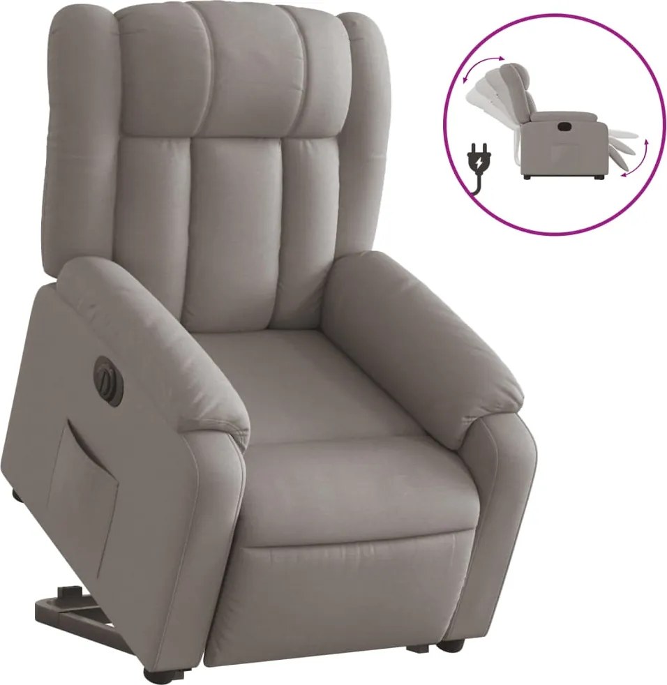 vidaXL Fotoliu electric rabatabil cu ridicare, gri taupe, textil