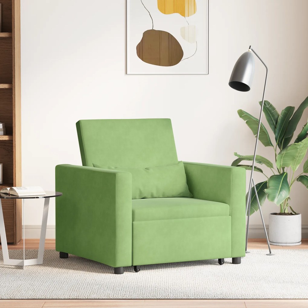 vidaXL Fotoliu Convertibil 3 în 1 Verde Deschis Catifea
