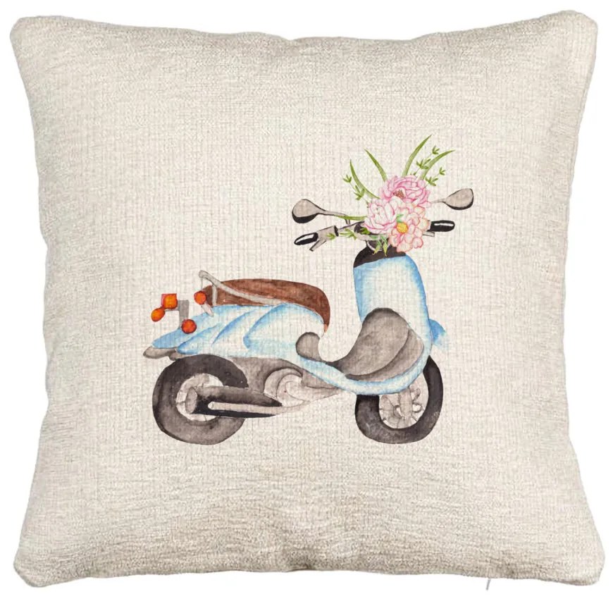 Perna Decorativa Canapea, Model Flower Bike, 40x40 cm, Cu fermoar