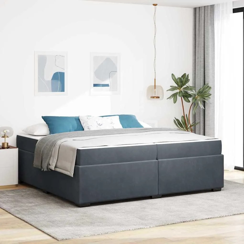 vidaXL Cadru de pat Altele Gri închis 200 x 200 cm Catifea