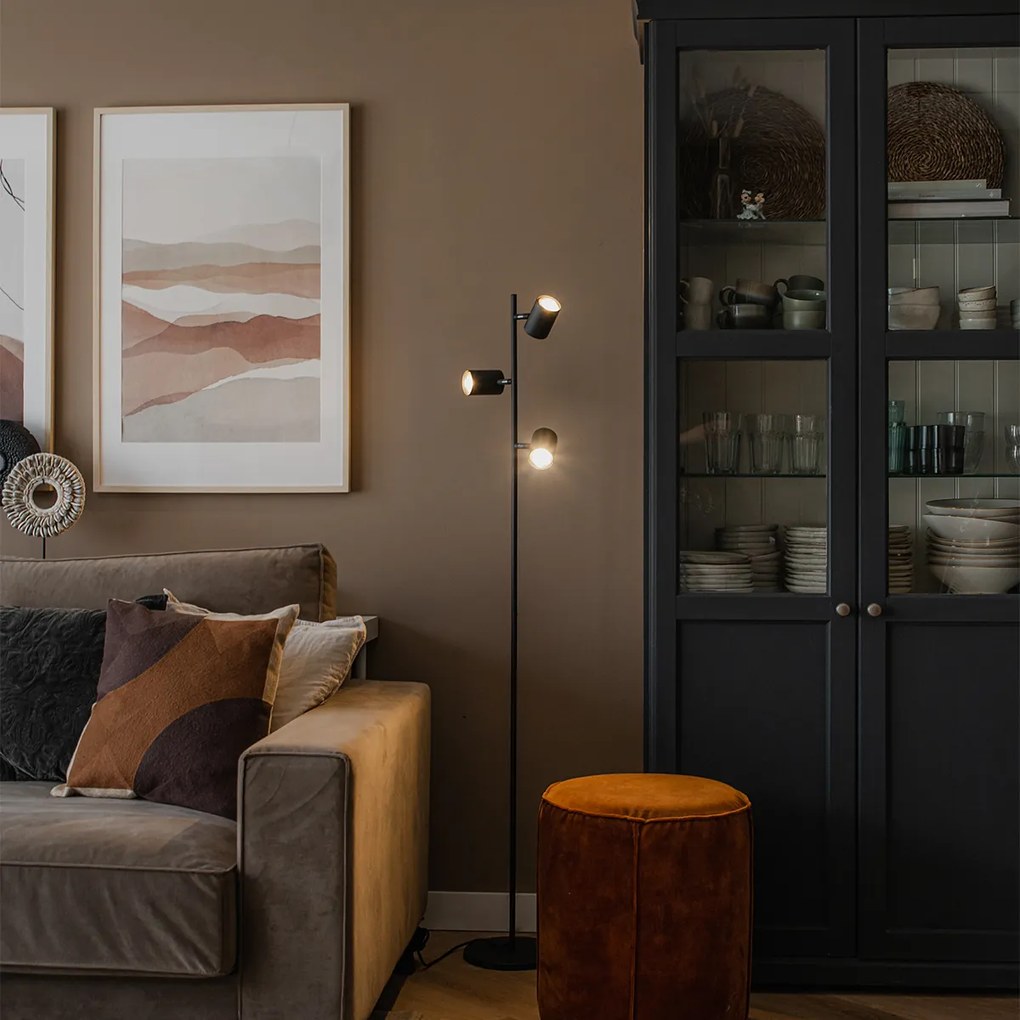 Lampa de podea moderna neagra cu 3 lumini - Jeana