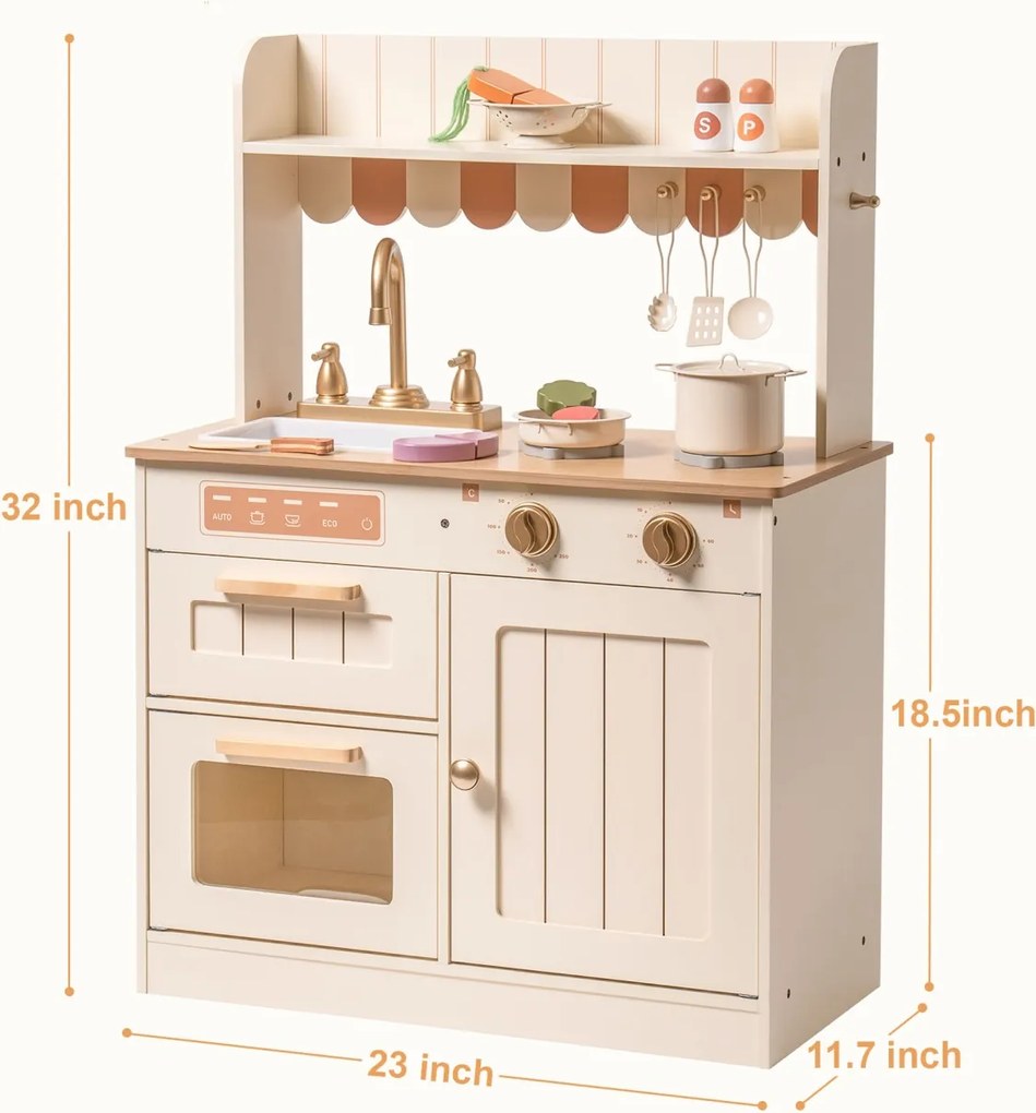 Bucatarie copii din lemn Olivia Caramel