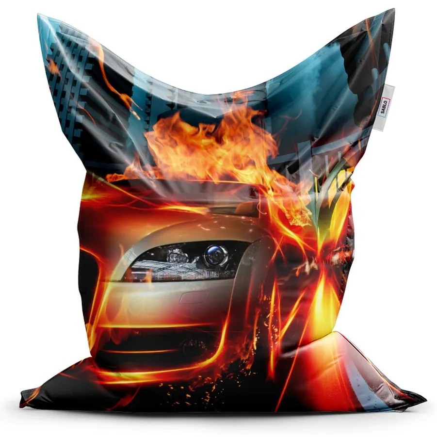 Sac de șezut Classic mașină în flăcări - pentru copii, colorat