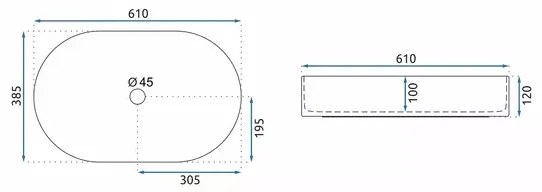 Lavoar pe blat Rea Nadia Aiax oval finisaj alb piatra lucios 61 cm