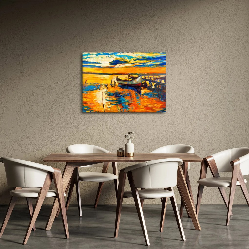 Tablou - Barca la apus de soare (70x50 cm)