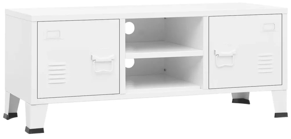 339619 vidaXL Dulap TV industrial, alb, 105x35x42 cm, metal
