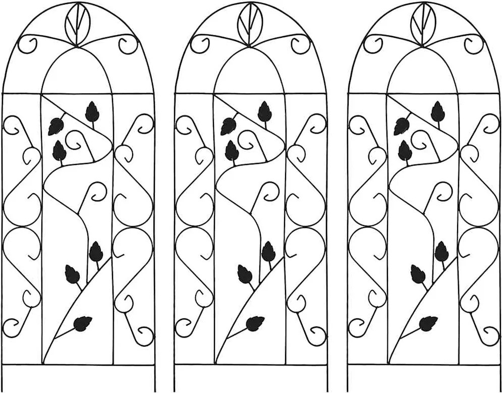 vidaXL Suporturi plante cățărătoare, 3 buc., negru, 40 x 100 cm, fier